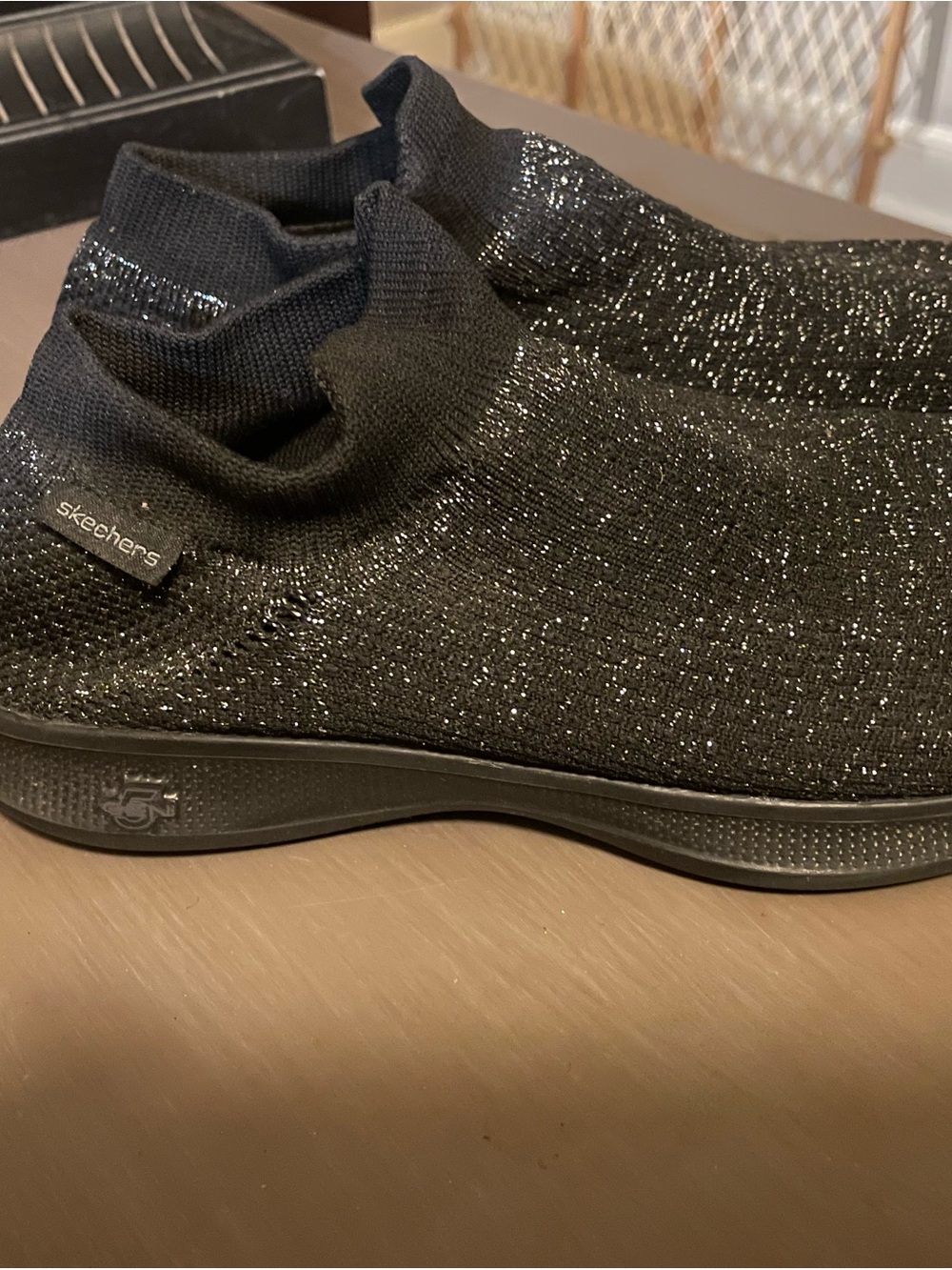 Skechers Black Sparkle Slip-On Athletic Sneakers